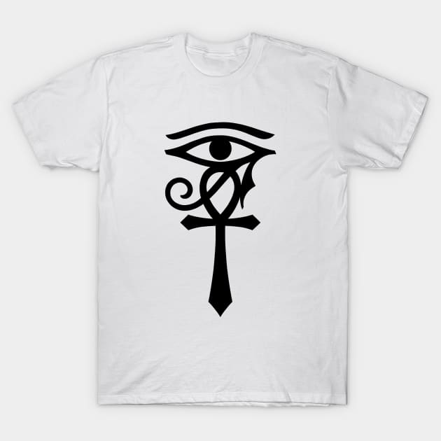 Egyptian symbol Ankh with Eye of Horus T-Shirt by OccultOmaStore